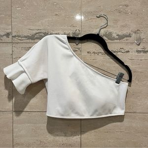 DVF West One Shoulder Flounce Crop Swim Top